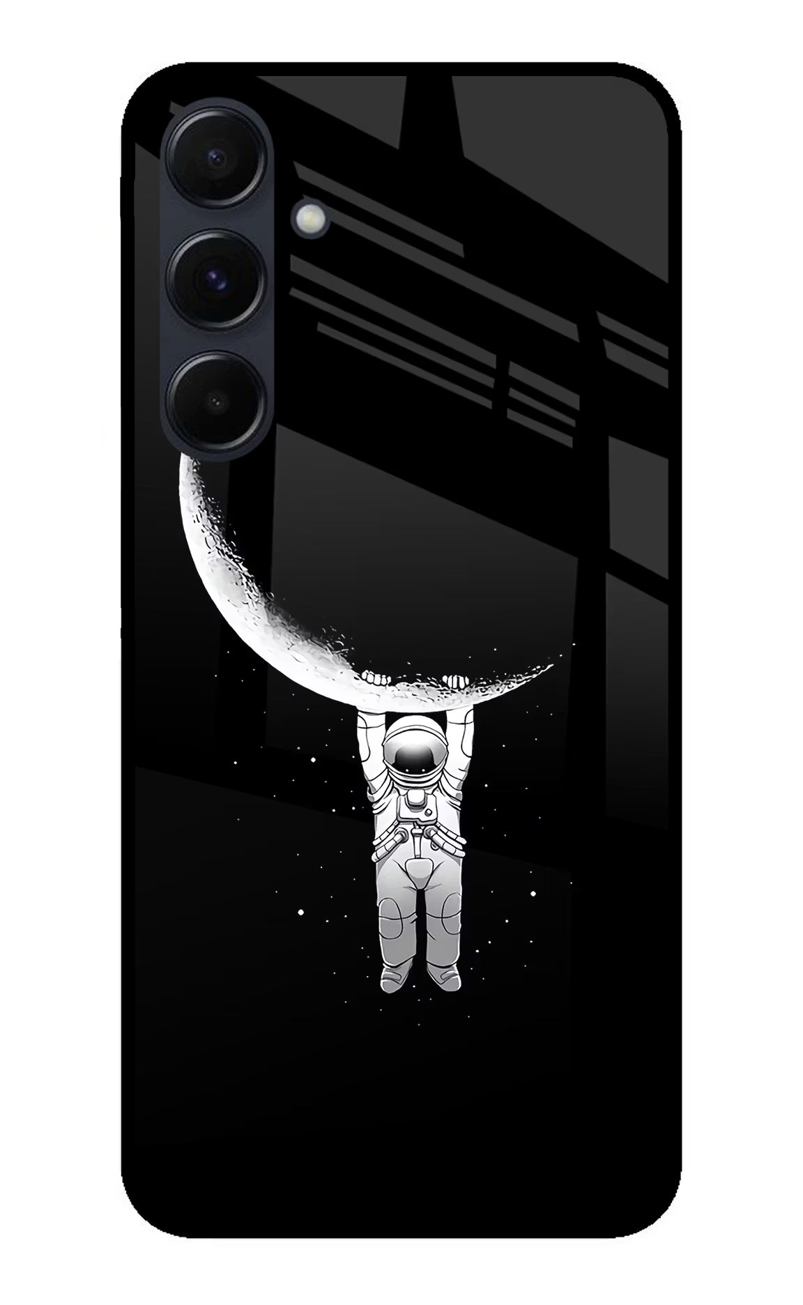 Moon Space Samsung A35 5G Glass Case Back Cover by Casekaro