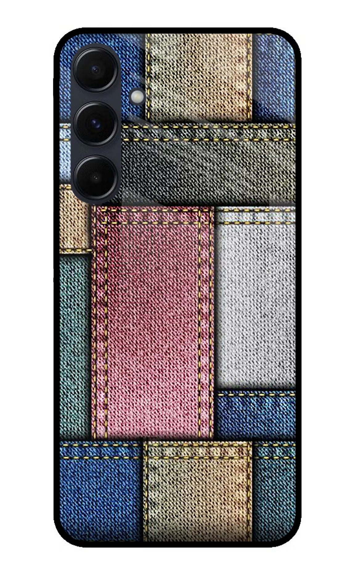 Multicolor Jeans Samsung A35 5G Glass Case Back Cover by Casekaro