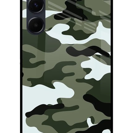 Camouflage Samsung A35 5G Glass Case Back Cover by Casekaro
