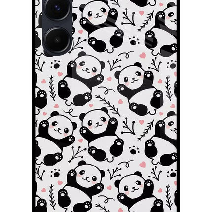Cute Panda Samsung A35 5G Glass Case Back Cover by Casekaro