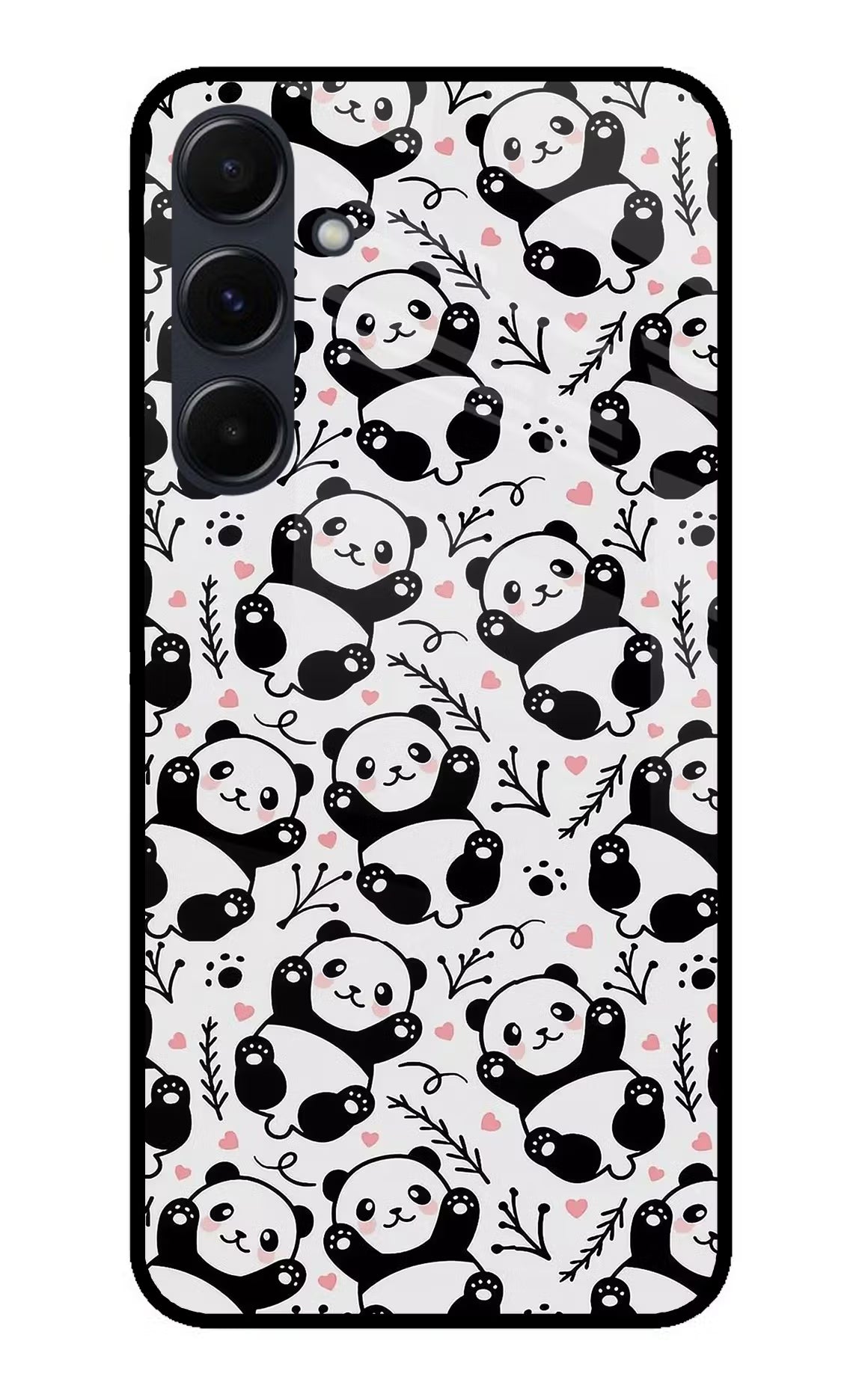 Cute Panda Samsung A35 5G Glass Case Back Cover by Casekaro