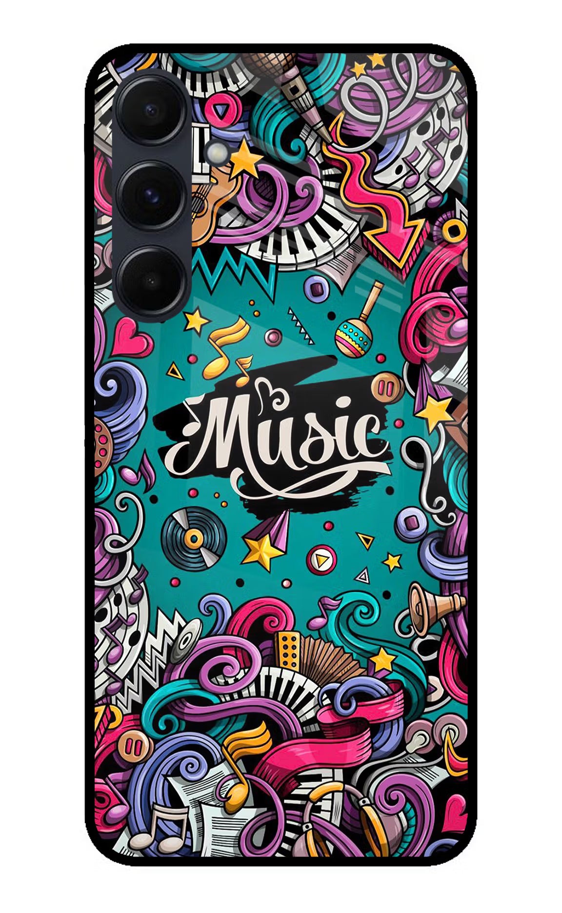 Music Graffiti Samsung A35 5G Glass Case Back Cover by Casekaro