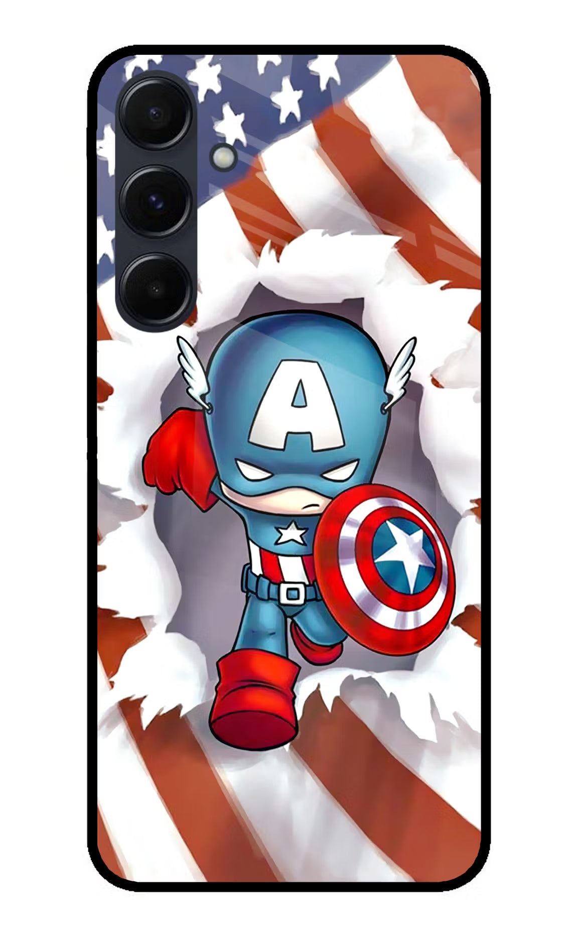 Captain America Samsung A35 5G Glass Case Back Cover by Casekaro