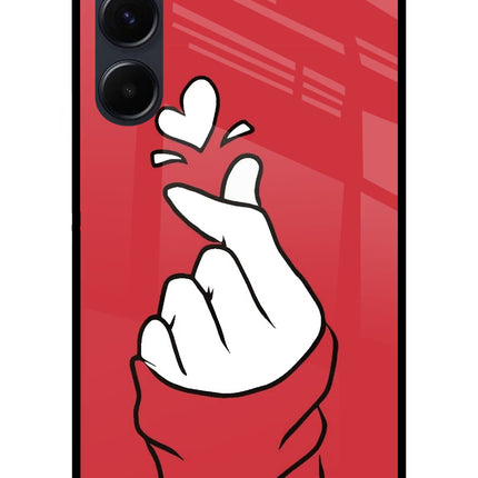 Korean Love Sign Samsung A35 5G Glass Case Back Cover by Casekaro