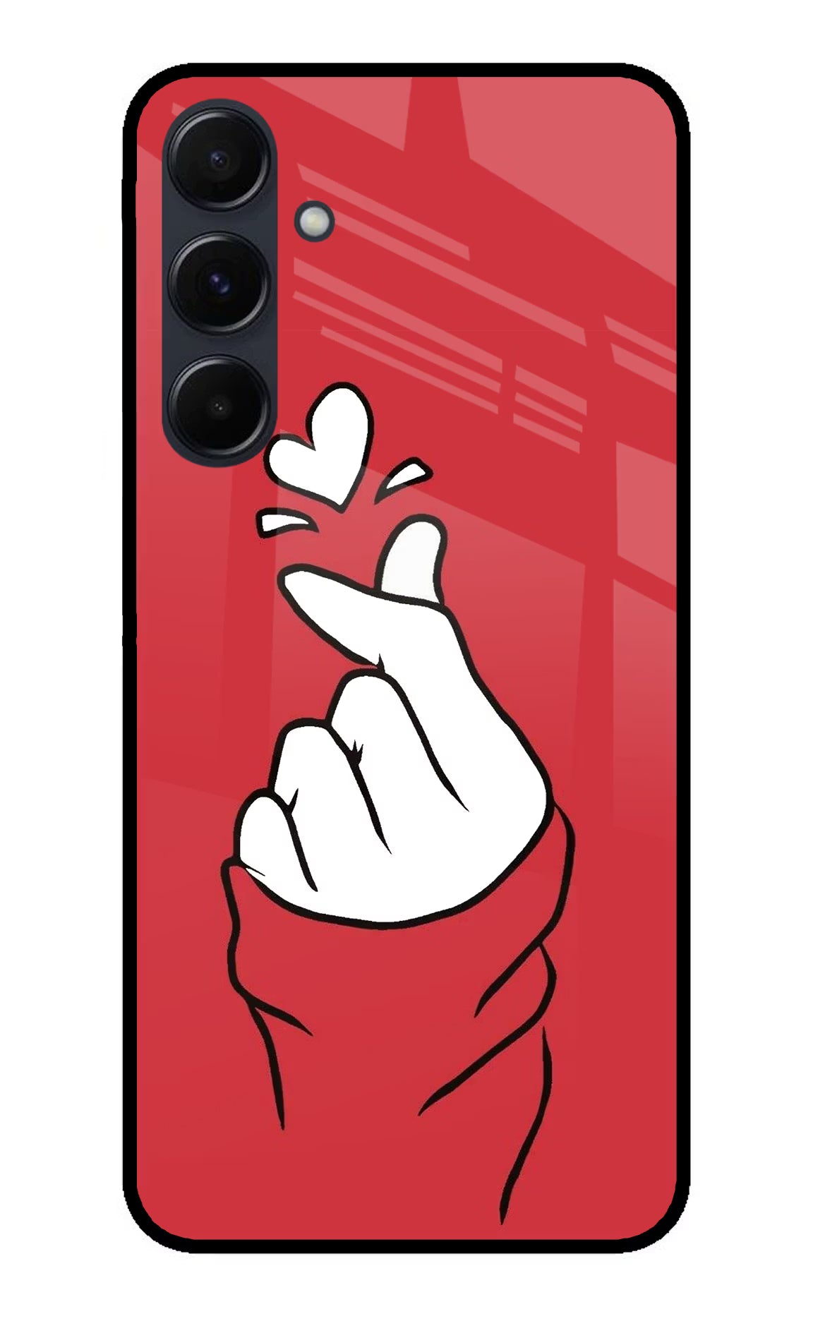 Korean Love Sign Samsung A35 5G Glass Case Back Cover by Casekaro