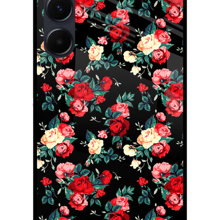 Rose Pattern Samsung A35 5G Glass Case Back Cover by Casekaro