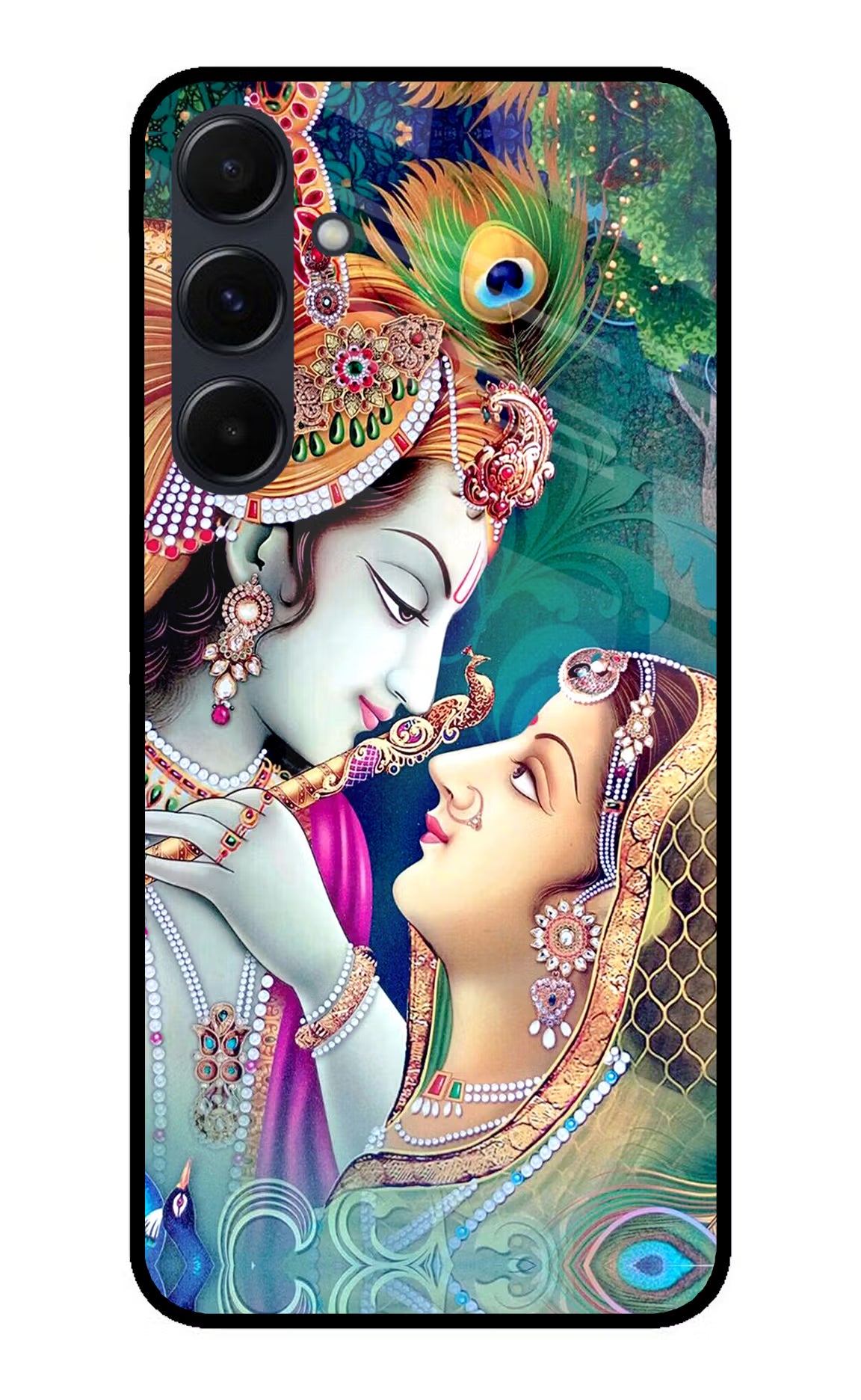 Lord Radha Krishna Samsung A35 5G Glass Case Back Cover by Casekaro