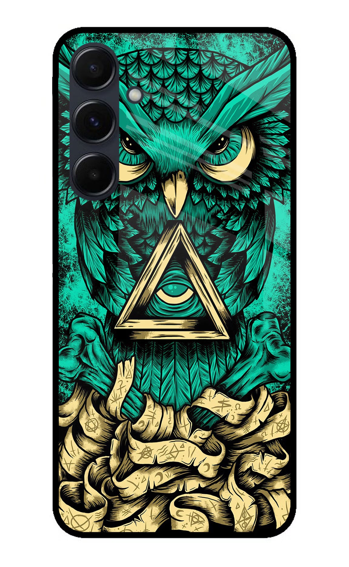 Green Owl Samsung A35 5G Glass Case Back Cover by Casekaro