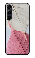 White Pink Leaf Samsung A35 5G Glass Case