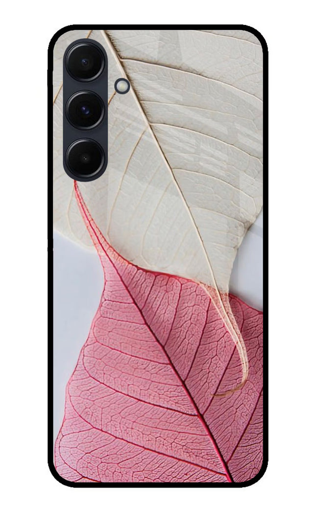 White Pink Leaf Samsung A35 5G Glass Case