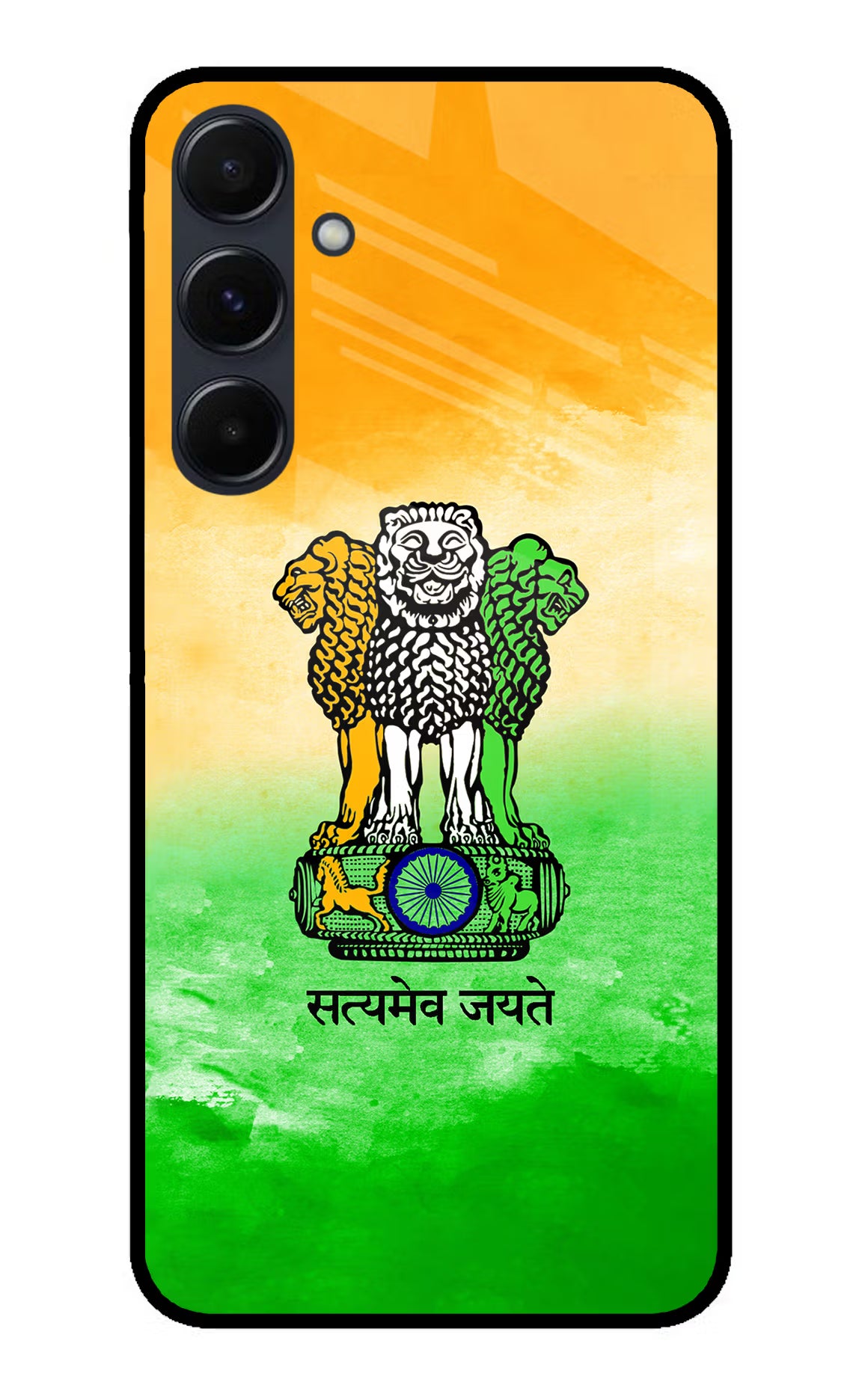 Satyamev Jayate Flag Samsung A35 5G Glass Case Back Cover by Casekaro