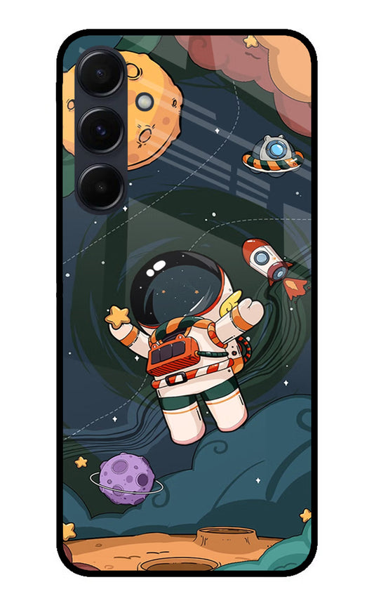 Cartoon Astronaut Samsung A35 5G Glass Case