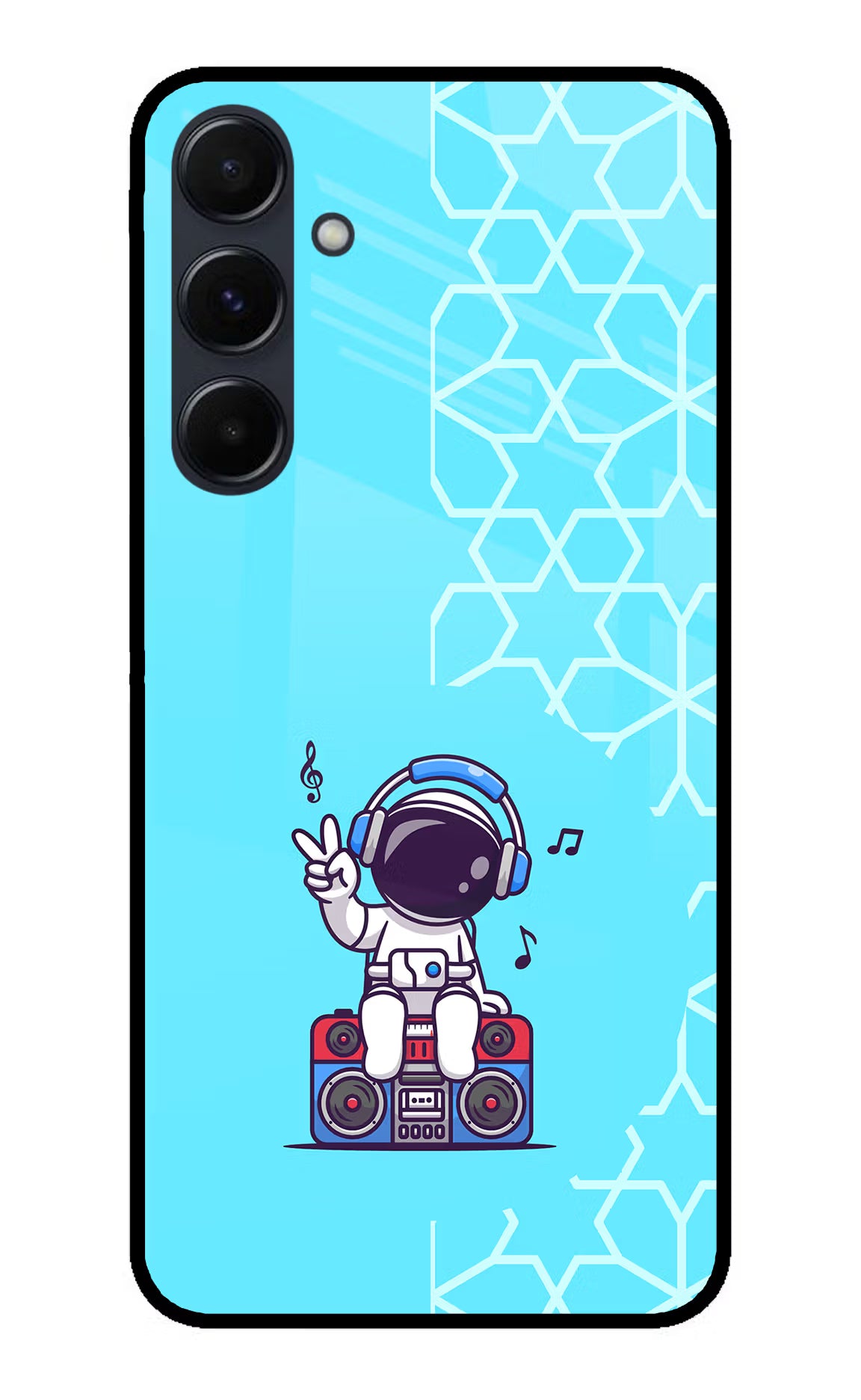 Cute Astronaut Chilling Samsung A35 5G Glass Case Back Cover by Casekaro