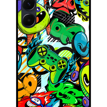 Game Doodle Samsung A35 5G Glass Case Back Cover by Casekaro