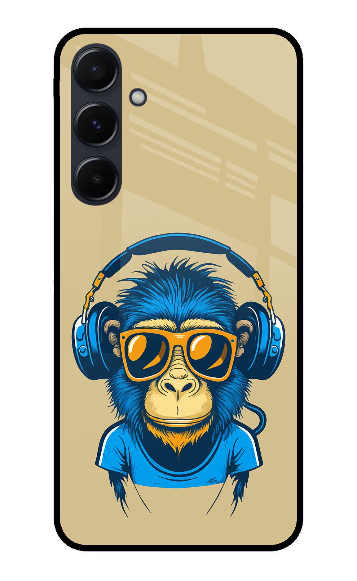 Monkey Headphone Samsung A35 5G Glass Case Back Cover by Casekaro