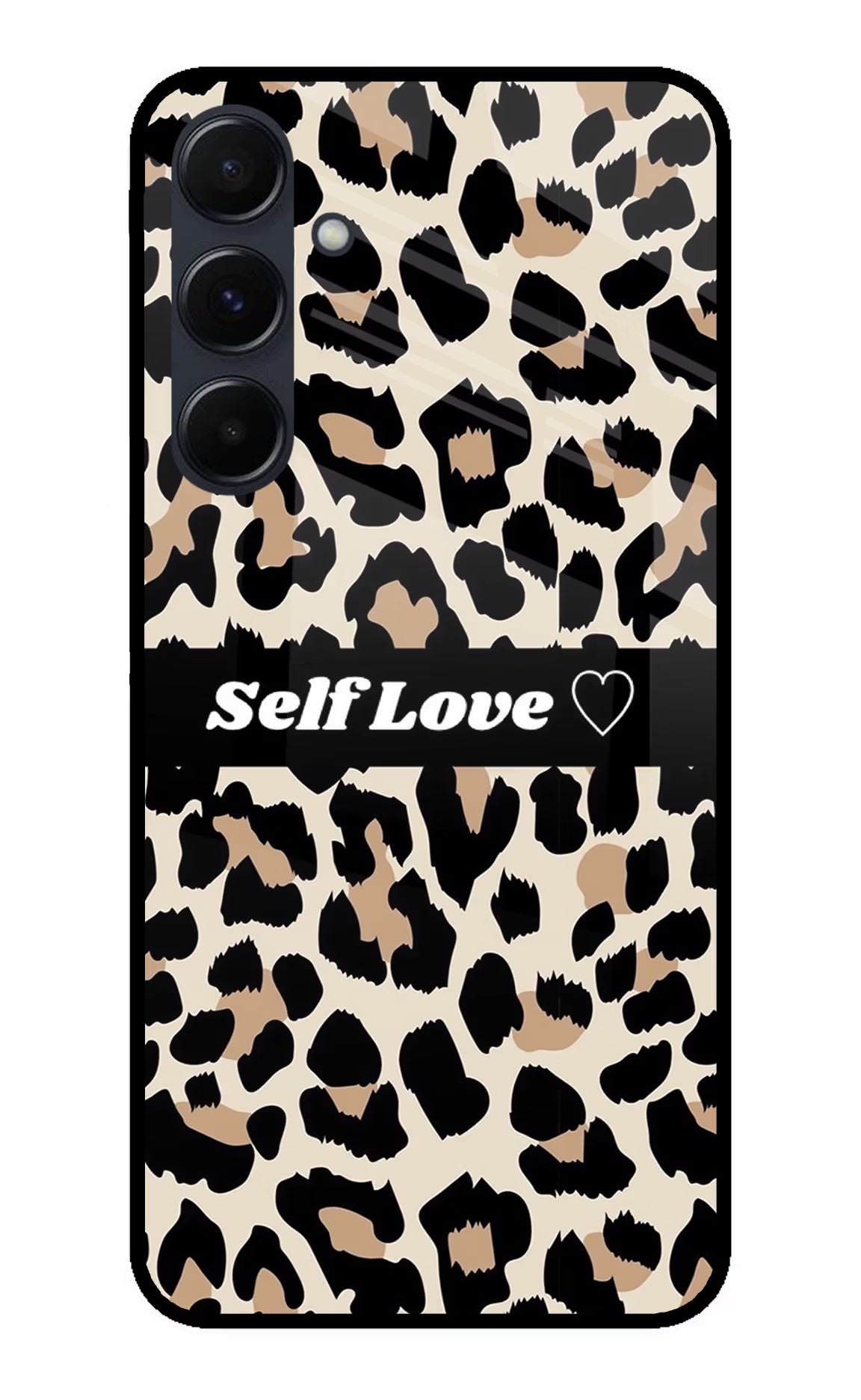 Leopard Print Self Love Samsung A35 5G Glass Case Back Cover by Casekaro