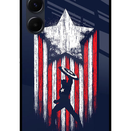 Captain America Marvel Art Samsung A35 5G Glass Case Back Cover by Casekaro