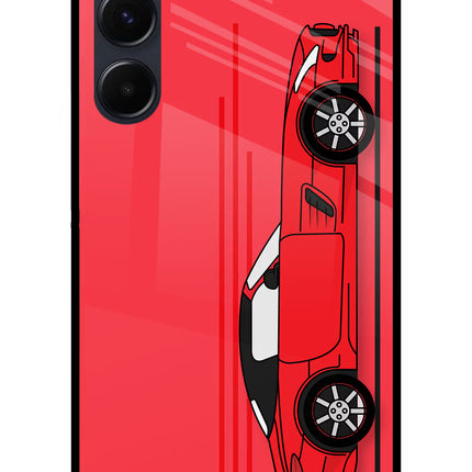 Red Velocity Samsung A35 5G Glass Case Back Cover by Casekaro
