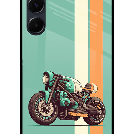 Striped Moto Drift Samsung A35 5G Glass Case Back Cover by Casekaro