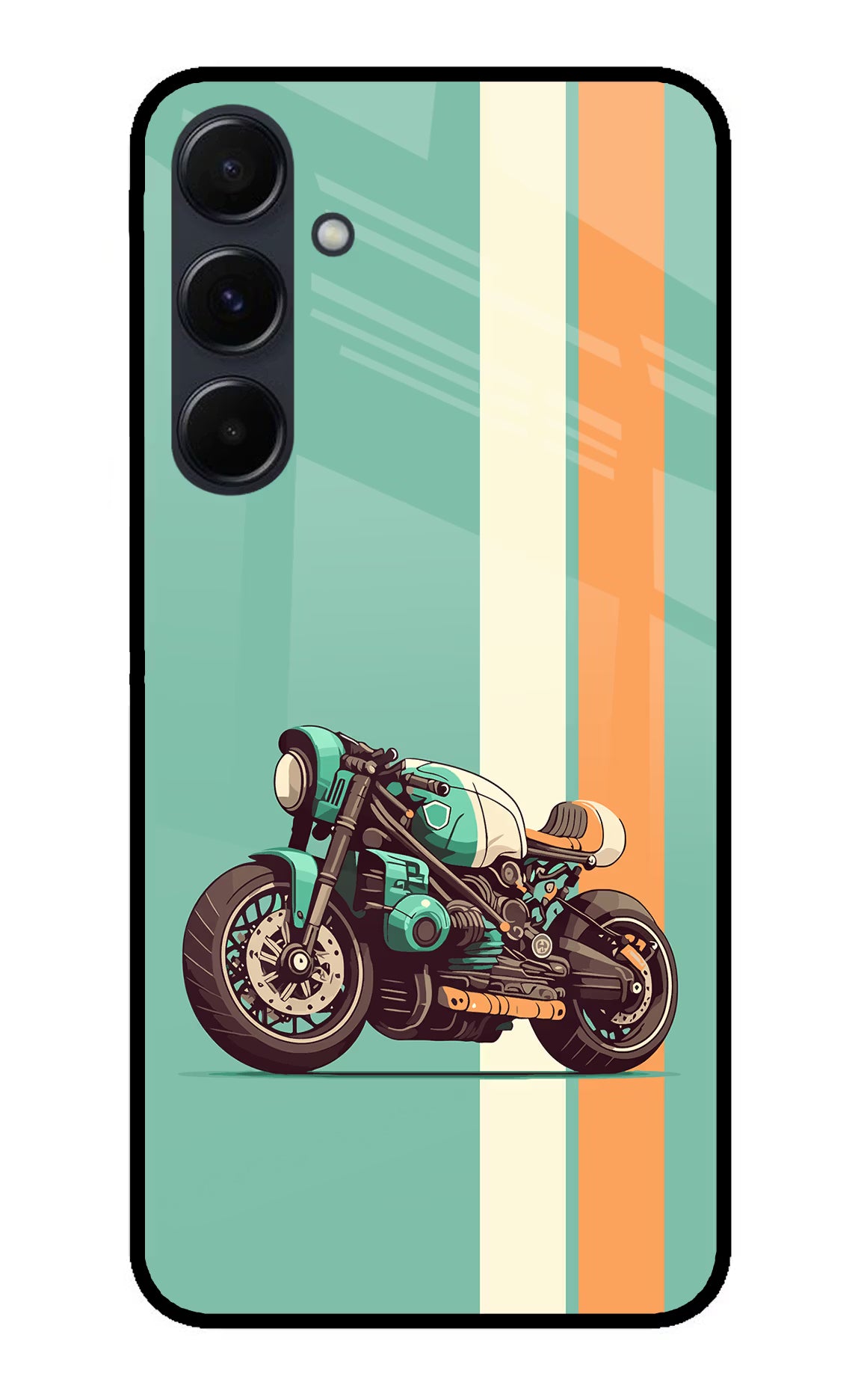 Striped Moto Drift Samsung A35 5G Glass Case Back Cover by Casekaro