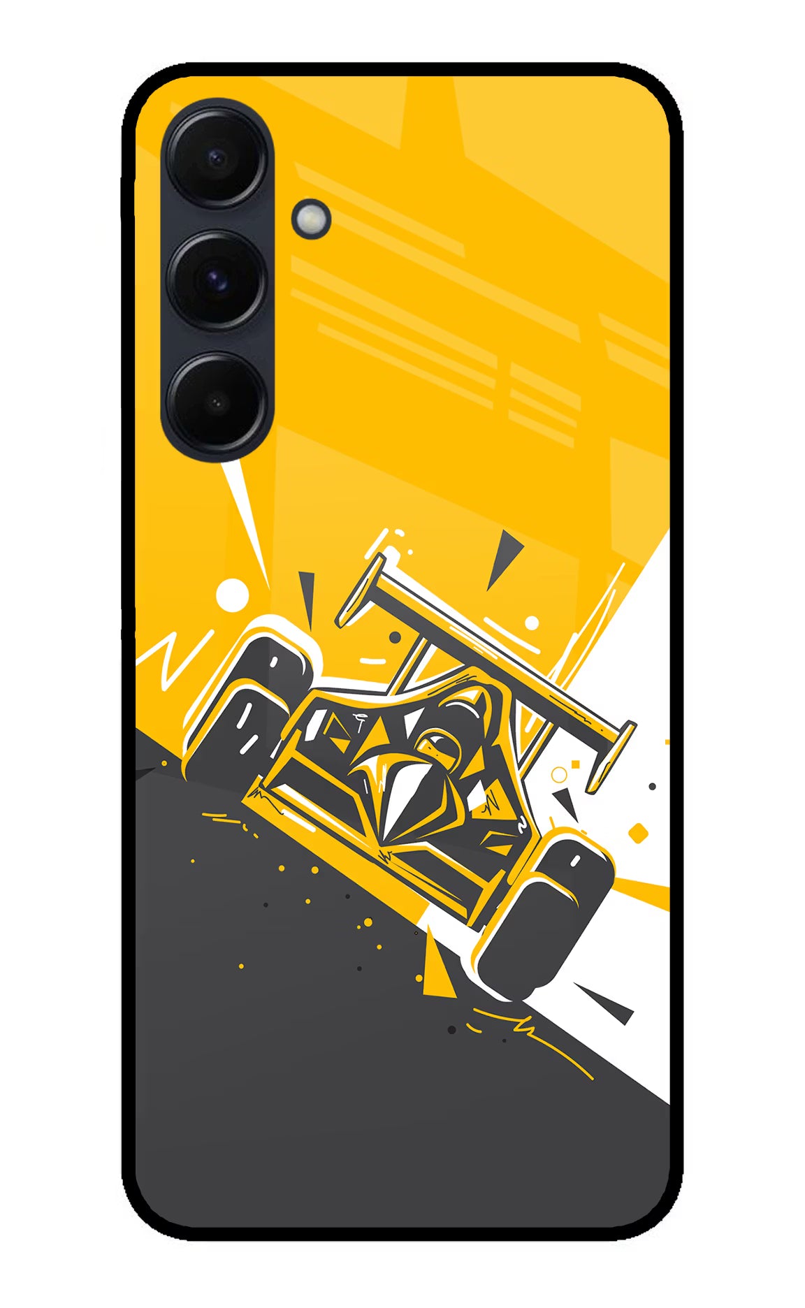 Track King Samsung A35 5G Glass Case Back Cover by Casekaro