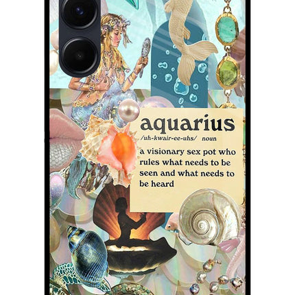 Aquarius Zodiac Samsung A35 5G Glass Case Back Cover by Casekaro