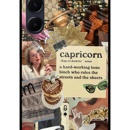 Capricorn Zodiac Samsung A35 5G Glass Case Back Cover by Casekaro