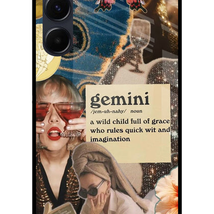 Gemini Zodiac Samsung A35 5G Glass Case Back Cover by Casekaro