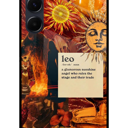 Leo Zodiac Samsung A35 5G Glass Case Back Cover by Casekaro