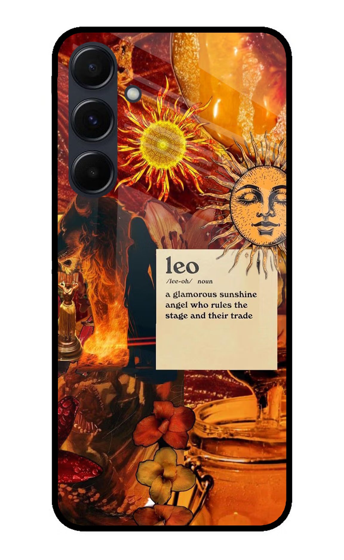 Leo Zodiac Samsung A35 5G Glass Case Back Cover by Casekaro