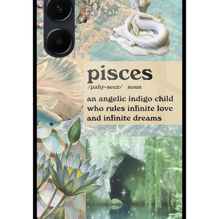Pisces Zodiac Samsung A35 5G Glass Case Back Cover by Casekaro