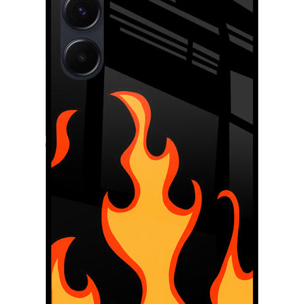 Fired Up – Black Samsung A35 5G Glass Case Back Cover by Casekaro