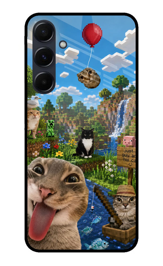 Minecraft Cat Chaos Samsung A35 5G Glass Case