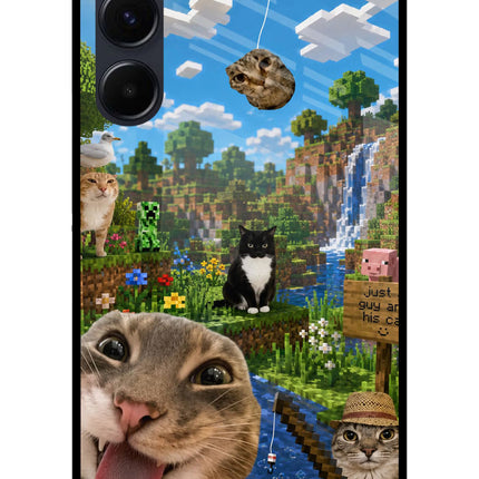 Minecraft Cat Chaos Samsung A35 5G Glass Case Back Cover by Casekaro