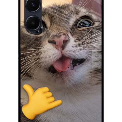 Silly Cat Call Samsung A35 5G Glass Case Back Cover by Casekaro