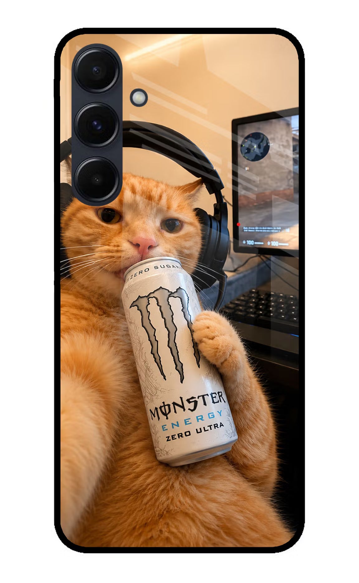 Gamer Cat Energy Samsung A35 5G Glass Case