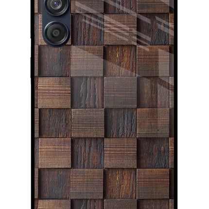 Wooden Cube Design Samsung M55 5G Glass Case