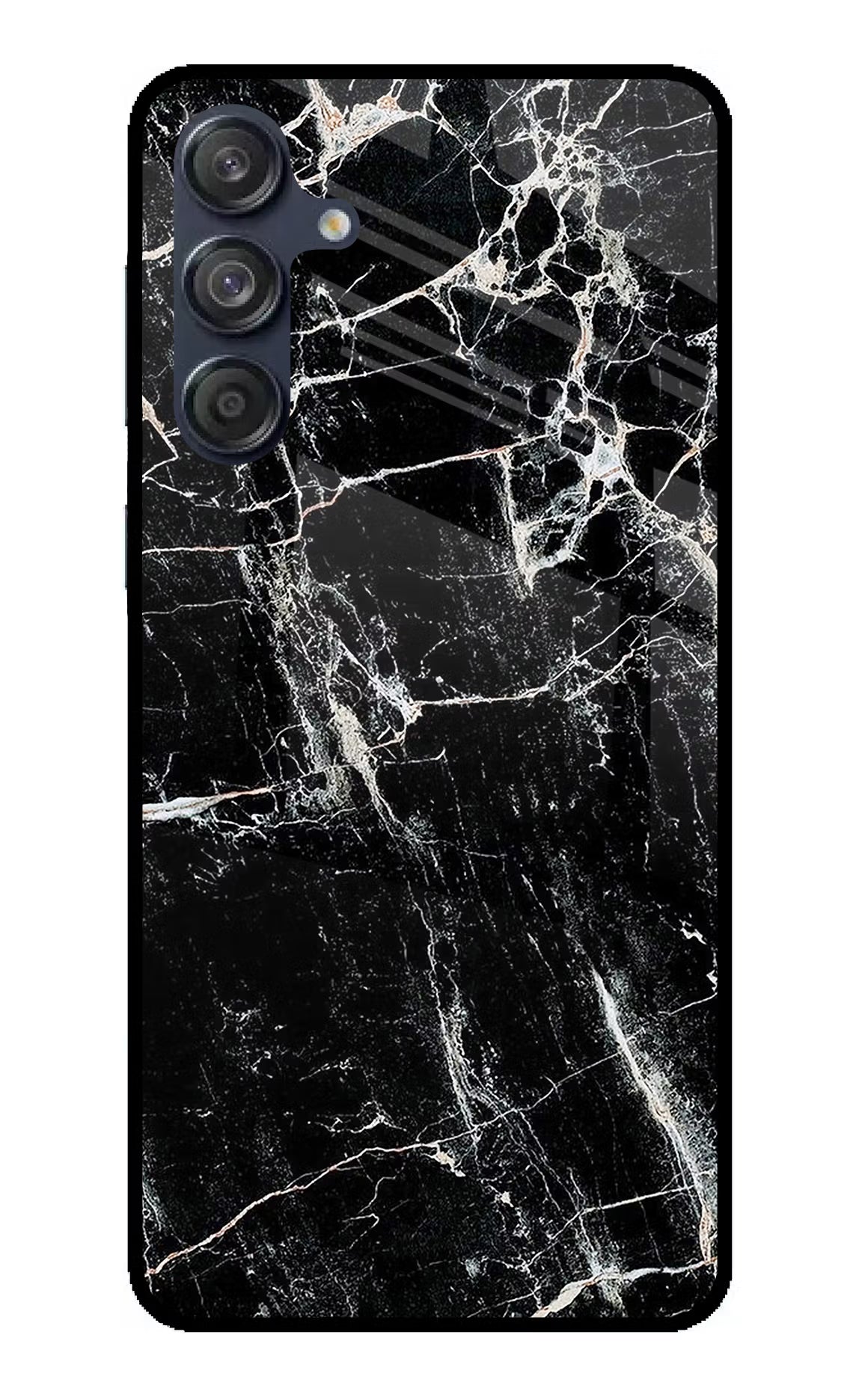 Black Marble Texture Samsung M55 5G Glass Case Back Cover by Casekaro