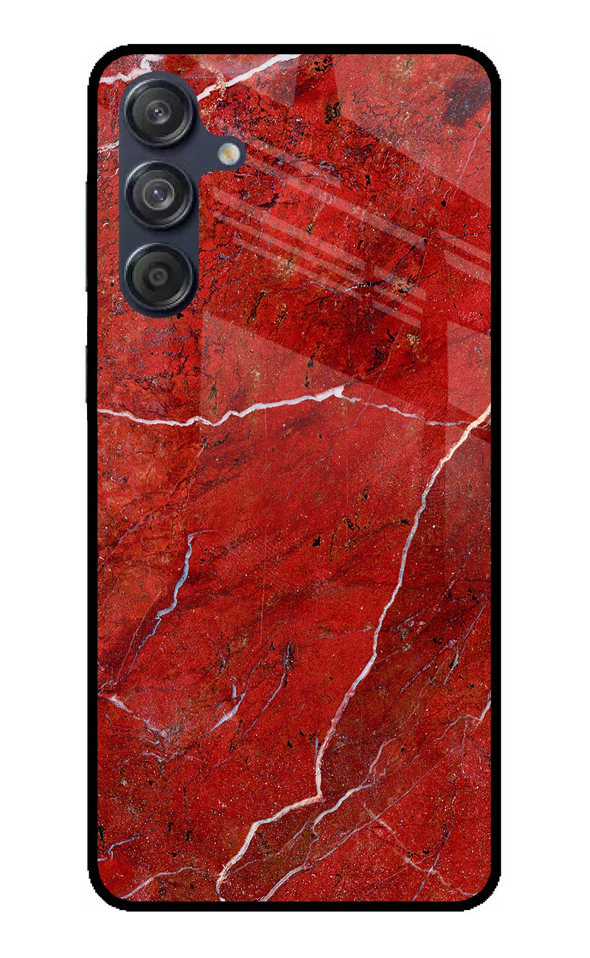Red Marble Design Samsung M55 5G Glass Case Back Cover by Casekaro