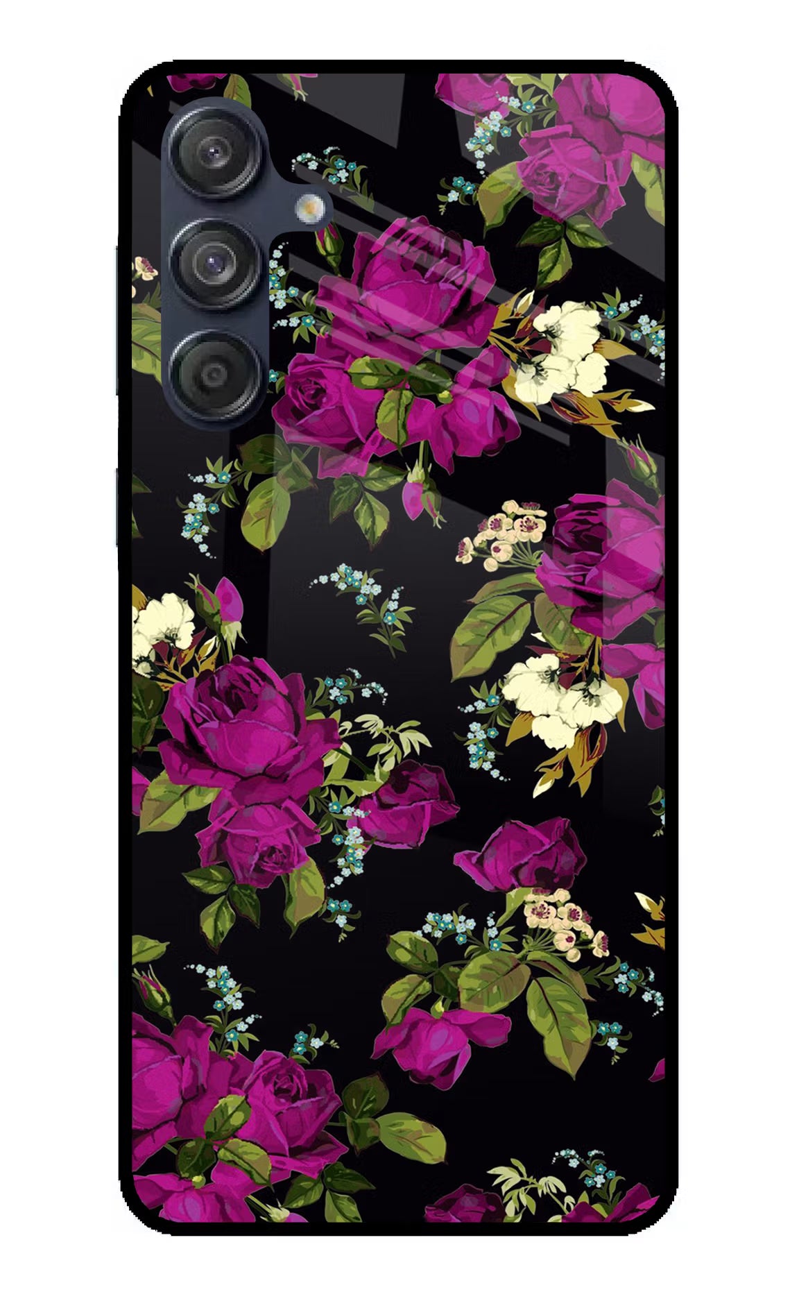 Flowers Samsung M55 5G Glass Case Back Cover by Casekaro