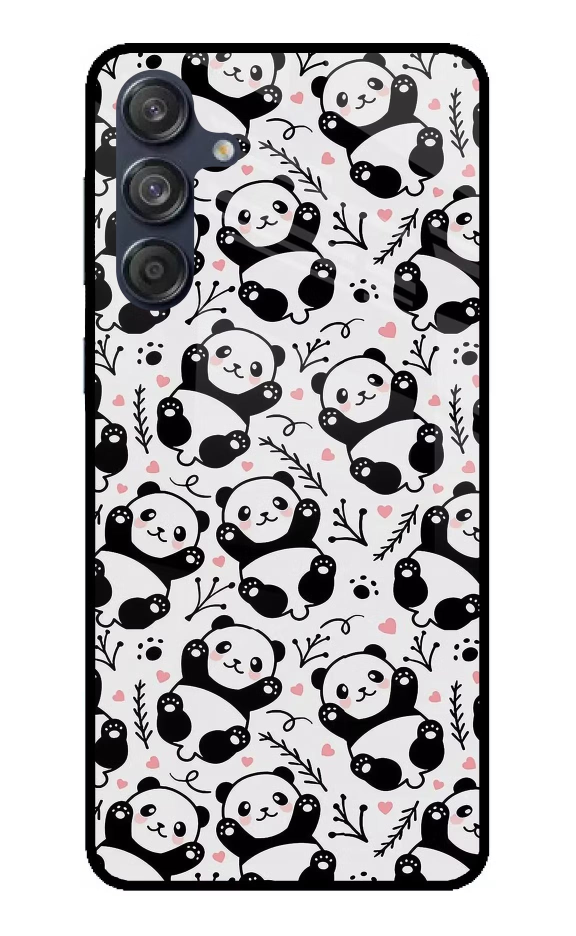 Cute Panda Samsung M55 5G Glass Case Back Cover by Casekaro