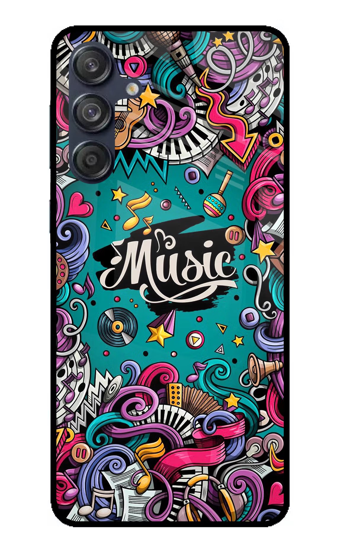 Music Graffiti Samsung M55 5G Glass Case Back Cover by Casekaro