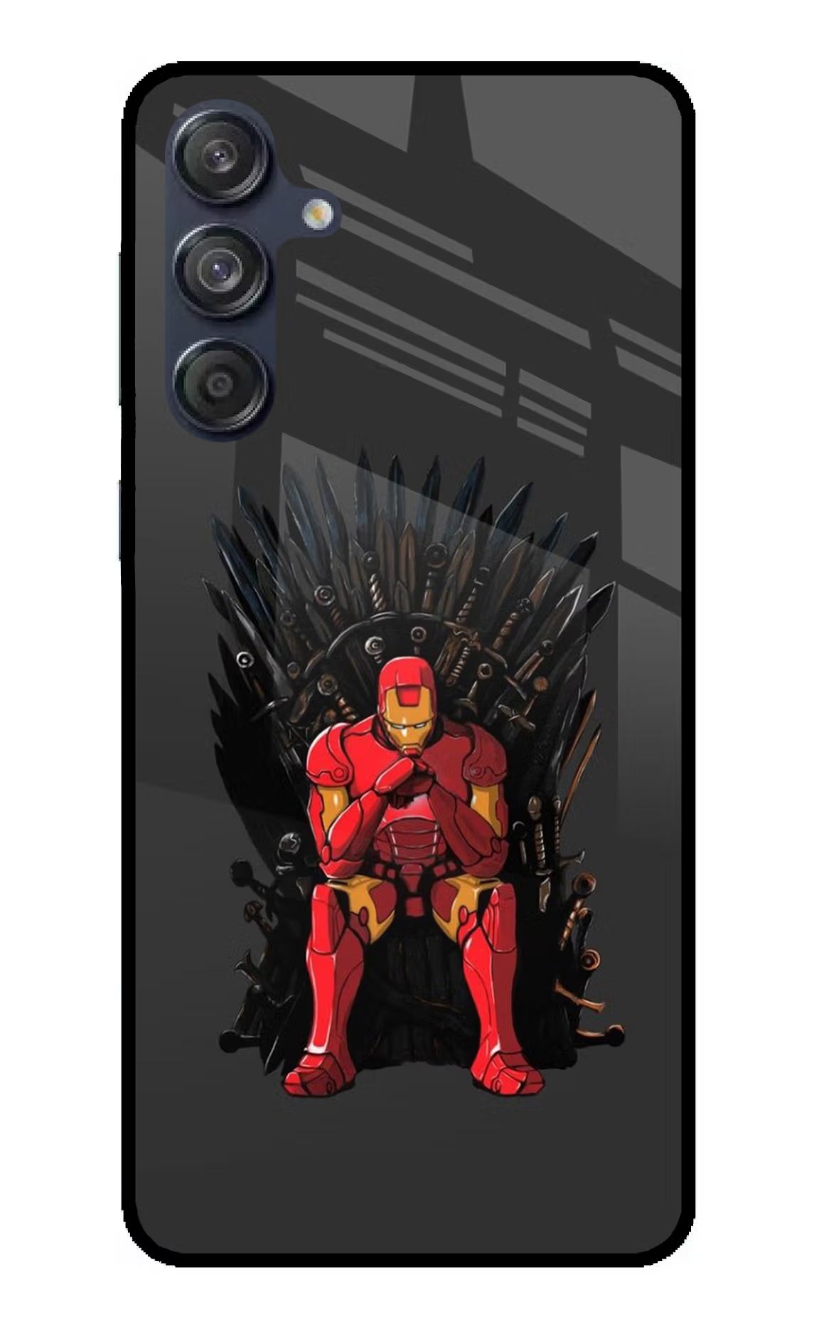 Ironman Throne Samsung M55 5G Glass Case Back Cover by Casekaro