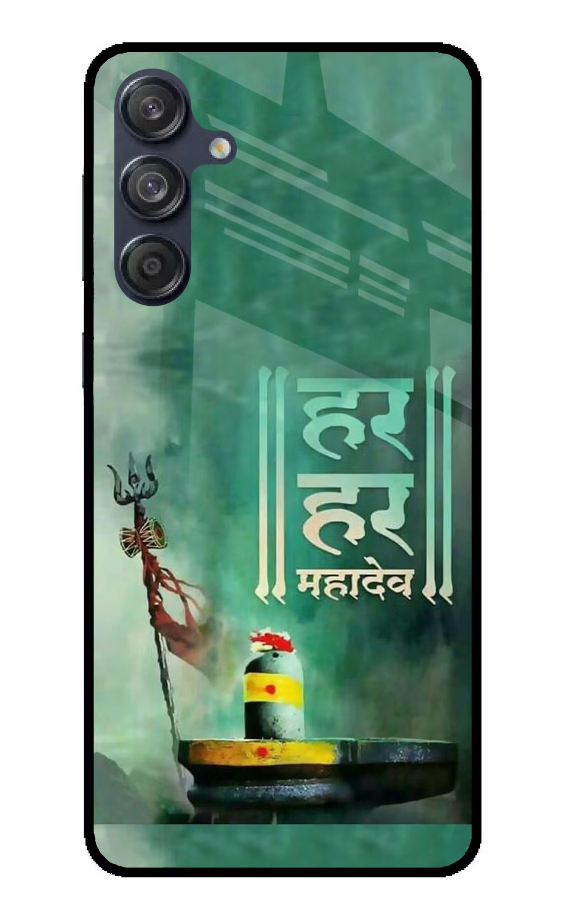 Har Har Mahadev Shivling Samsung M55 5G Glass Case Back Cover by Casekaro