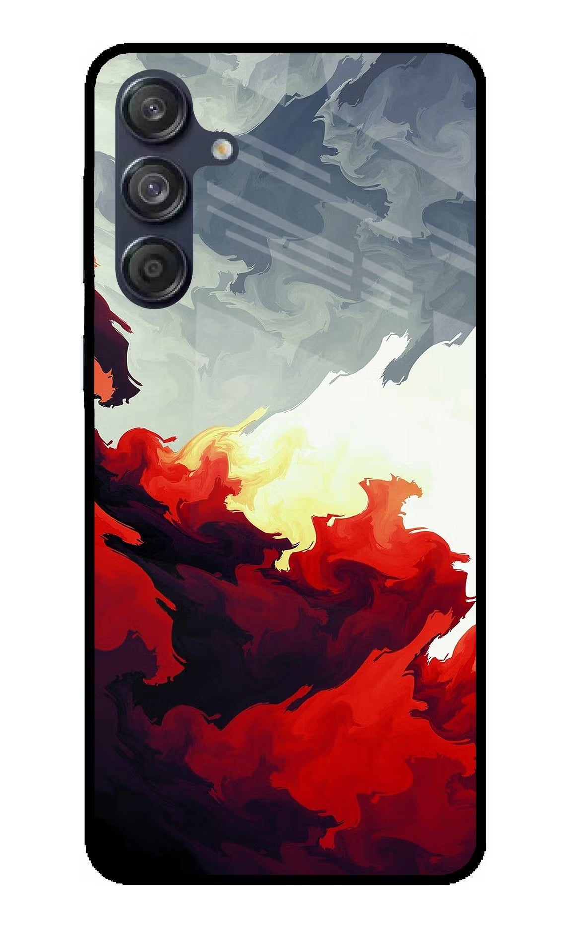 Fire Cloud Samsung M55 5G Glass Case Back Cover by Casekaro