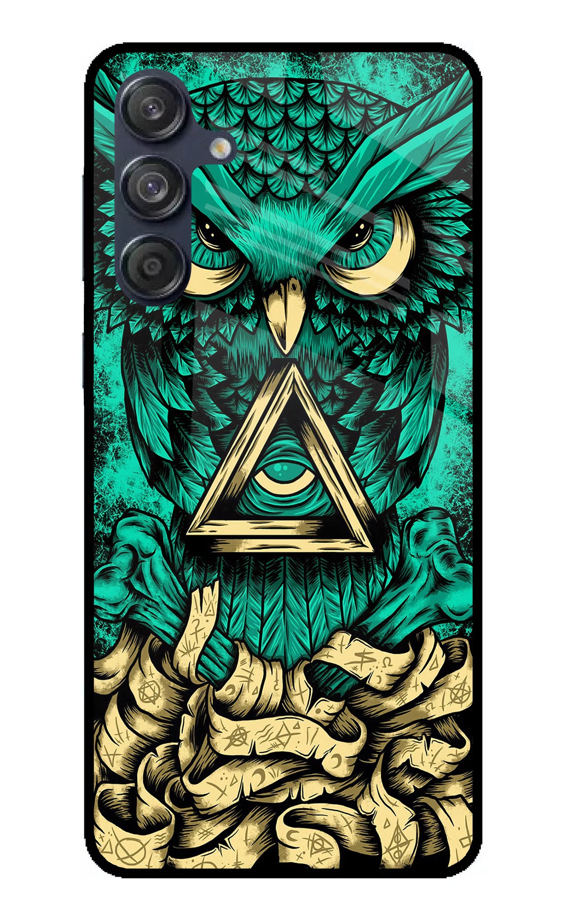 Green Owl Samsung M55 5G Glass Case Back Cover by Casekaro
