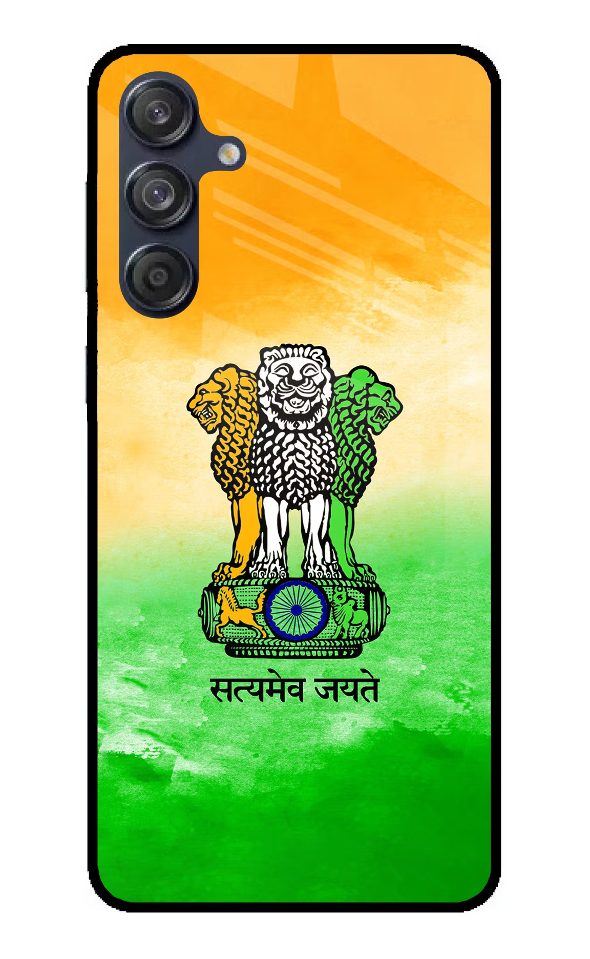 Satyamev Jayate Flag Samsung M55 5G Glass Case Back Cover by Casekaro