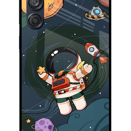 Cartoon Astronaut Samsung M55 5G Glass Case