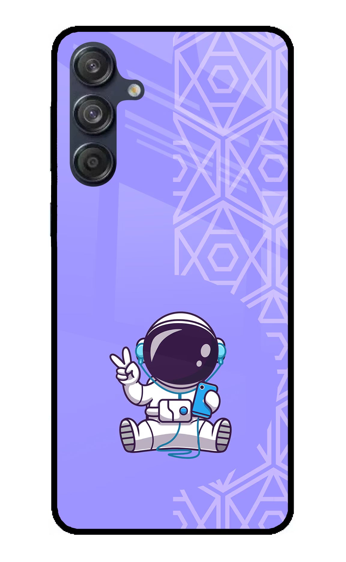 Cute Astronaut Chilling Samsung M55 5G Glass Case Back Cover by Casekaro
