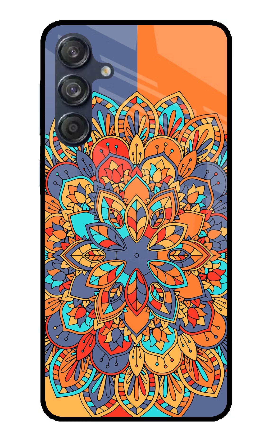 Color Mandala Samsung M55 5G Glass Case Back Cover by Casekaro